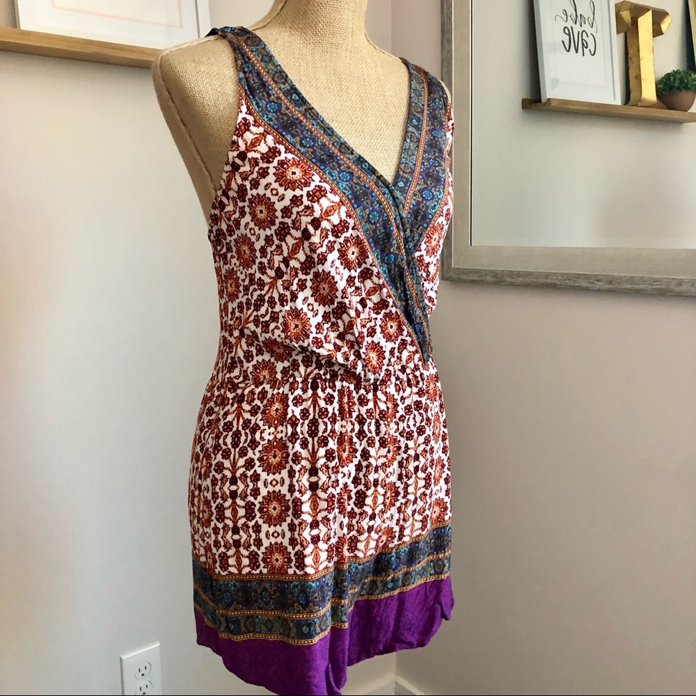Surplice Boho Floral Criss Cross Back Romper - Picture 14 of 16